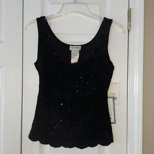 Metaphor black sequin  sleeveless top Sz S NWT